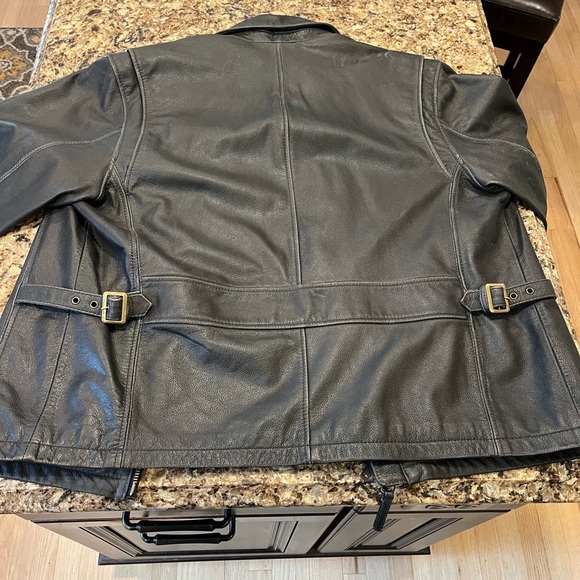 Eddie Bauer Mens Leather Jacket - Dark Brown Large - Picture 3 of 8